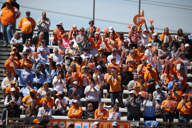 Tennessee Lady Vols fans during the game against the Georgia Bulldogs at Sherri Parker Lee Stadium in Knoxville, TN on April 6, 2024.