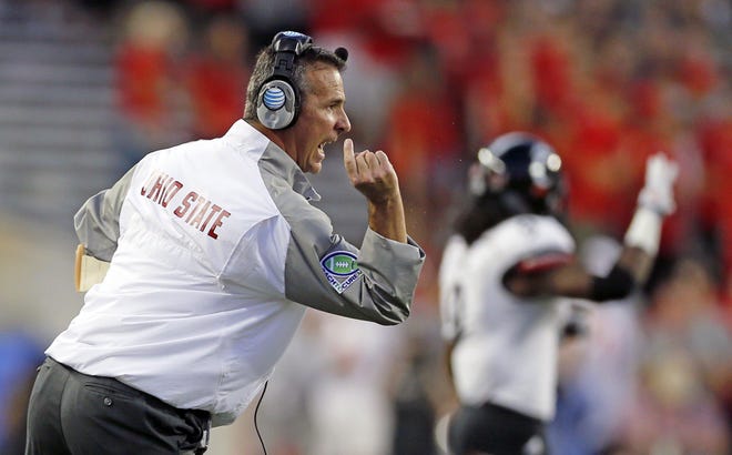 Ohio State Buckeyes head coach Urban Meyer during Saturday's NCAA Division I football game at Ohio Stadium in Columbus on September 27, 2014.