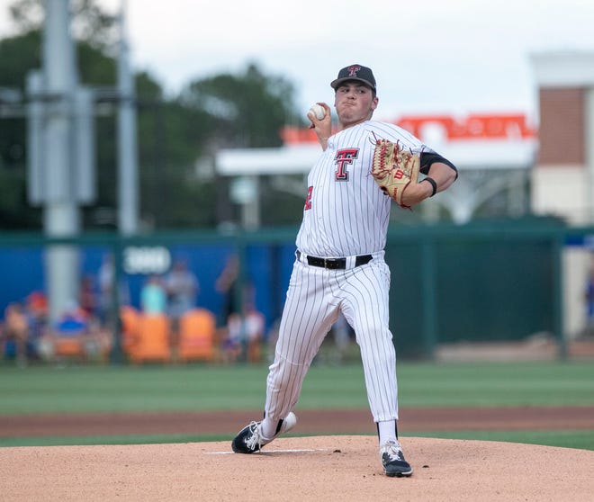 Texas Tech pitcher Kyle Robinson (42)] is the starter against Florida in Round 2 of NCAA Regionals, Saturday, June 3, 2023, at Condron Family Ballpark in Gainesville, Florida. The Gators fell to the Red Raiders 5-4. They will face U Conn Sunday. [Cyndi Chambers/ Gainesville Sun] 2023
